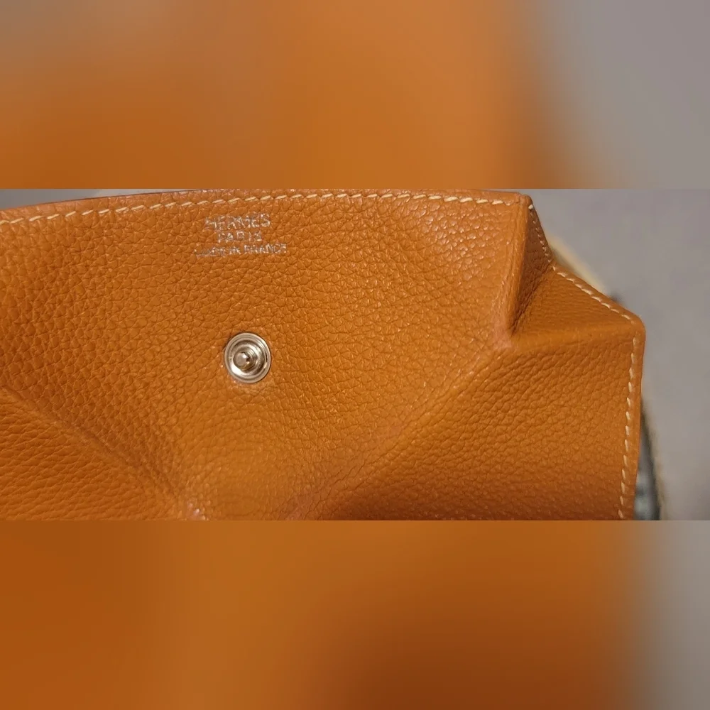 Authentic Hermes coin case le Van Cattle Leather Serie brown Sellier
